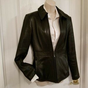 Ladies black Leather Jacket by Jones NY Size Small